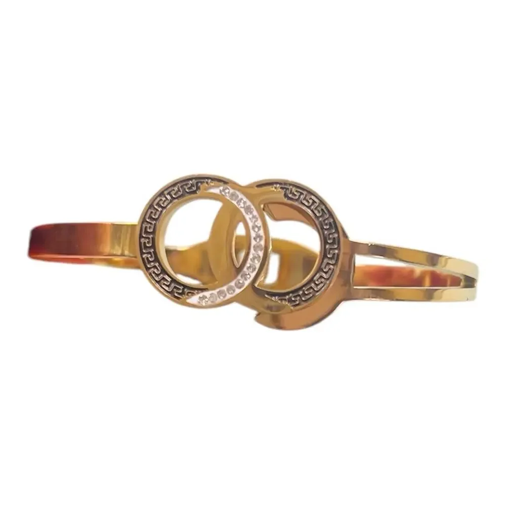 18K Gold Plated Double Circle Bangle Bracelet
